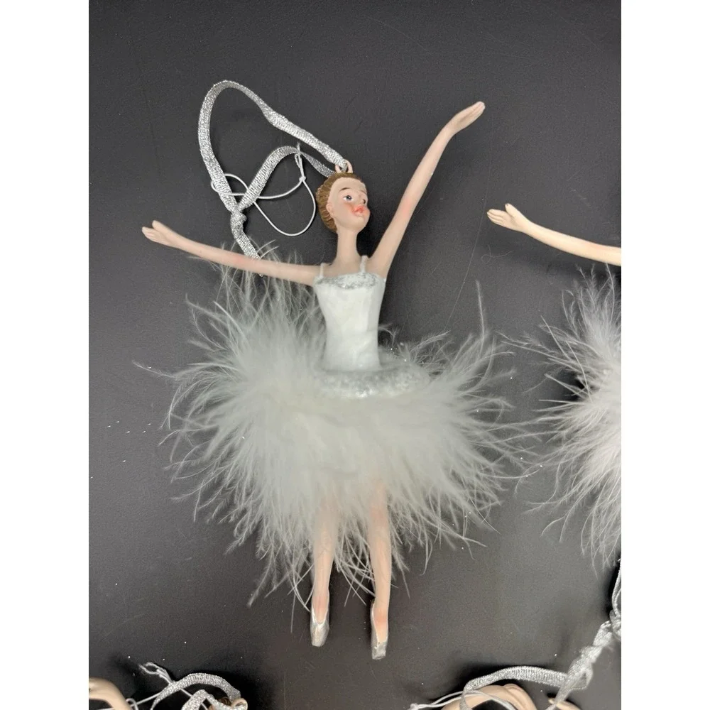 5 White Feather Ballerina Dancer‎ Dolls 7' Christmas Decoration